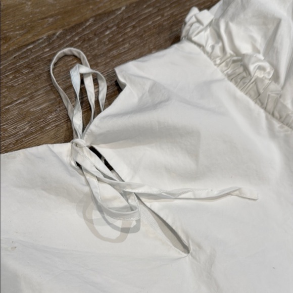 English Factory Size XS White and Blue Bubble Mini dress  Balloon Short Sleeve - Picture 12 of 15